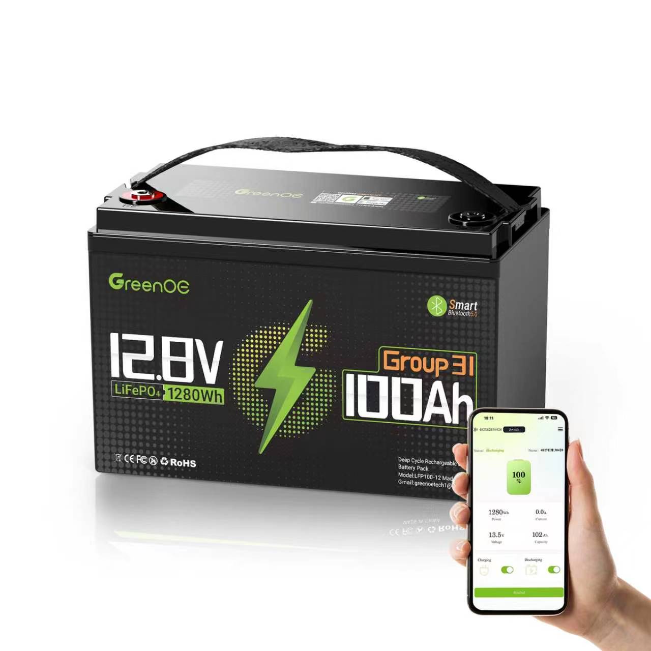 12V 100Ah G31 Elite Smart Bluetooth LiFePO4 – Greenoe